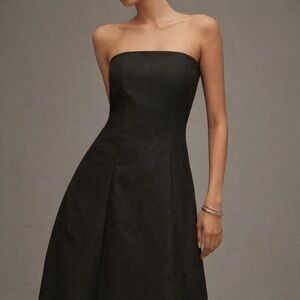 Endless Rose Strapless Linen Midi Dress – NWT – Black – Size M